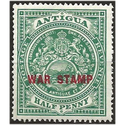 Antigua 1916 SG53 1/2d Green War Stamp Mounted Mint . .. .
