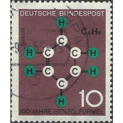 GERMANY, Kekule, Benzene formula, violet-brown 1952, 10pf, #4