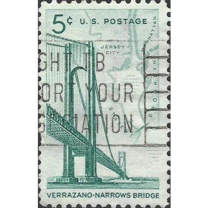USA, BRIDGE, Mackinac, Verrazano Narrows, New York bay, green 1964, 40mm, #4