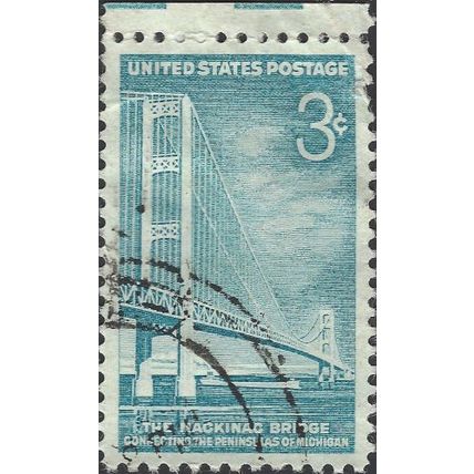 USA, BRIDGE, Mackinac, Verrazano Narrows New York bay, blue-green 1958, 40mm, #2