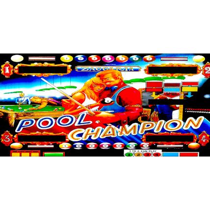 Zaccaria Pool Champion 1985 pinball Translite/Backglass Machine Cabinet,pinball