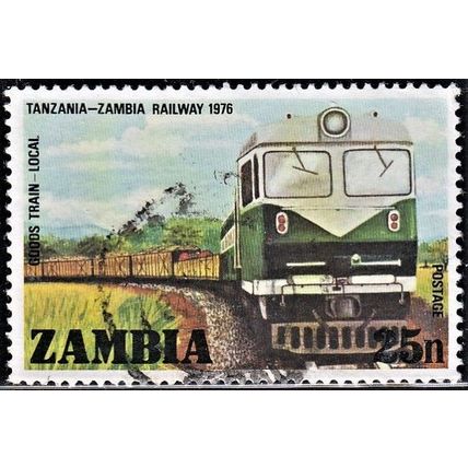 ZAMBIA, 1976 25n Goods Train, SG256 (Scott #165), used