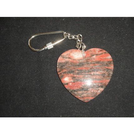 Amazing one-off pink white black jasper heart keyring desk bag office car