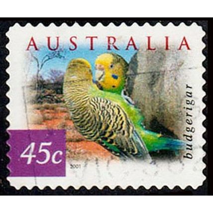 Australia 2001 Bird 45c Used P&S Stamp Budgerigar 11.25 Perf