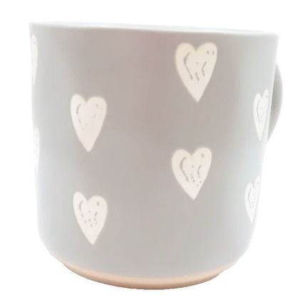 Grey Mug White Heart Pattern 9 CM Gift Tableware Home Decor Kitchen Gift