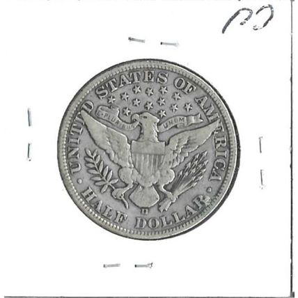 1908-D US Silver Barber Half Dollar Fine