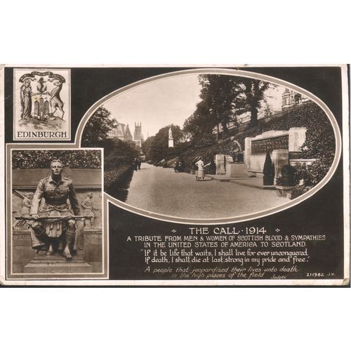 Vintage Valentines PC 1942 - Edinburgh - The Call -1914-