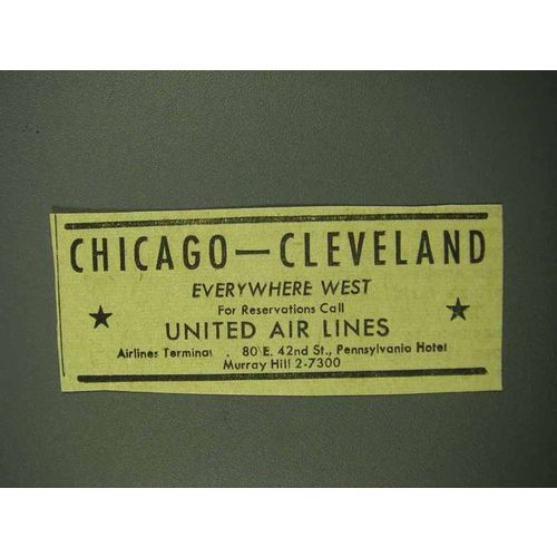 1942 United Air Lines Ad - Chicago Cleveland
