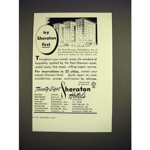 1948 Sheraton Hotels Ad - Penn-Sheraton, Philadelphia
