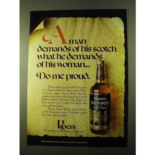 1970 Seagram's 100 Pipers Scotch Ad - Do Me Proud