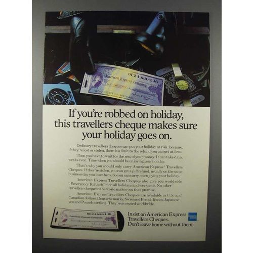 1978 American Express Travelers Cheque Ad - If Robbed