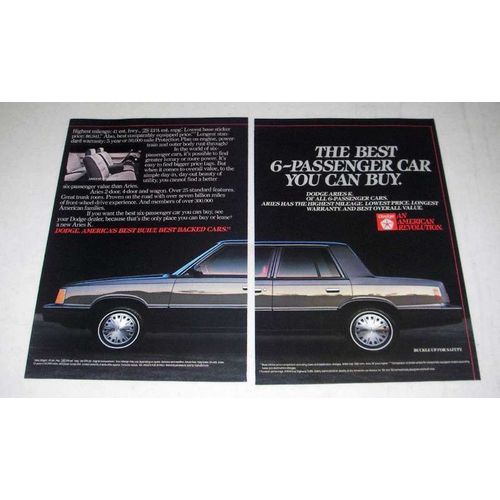 1984 Dodge Aries K Car Ad - Best 6-Passenger