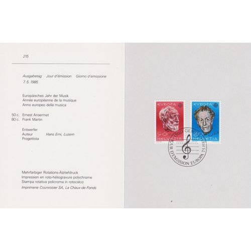 SCHWEIZ SWITZERLAND [1985] MiNr 1294-95 ( FDC ) [01] PTT Faltblatt 215