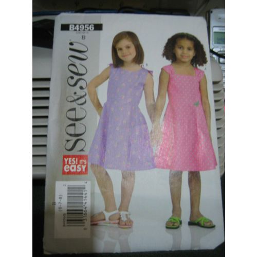 Butterick See & Sew B4956 Girl's Dress Pattern - Size 6/7/8