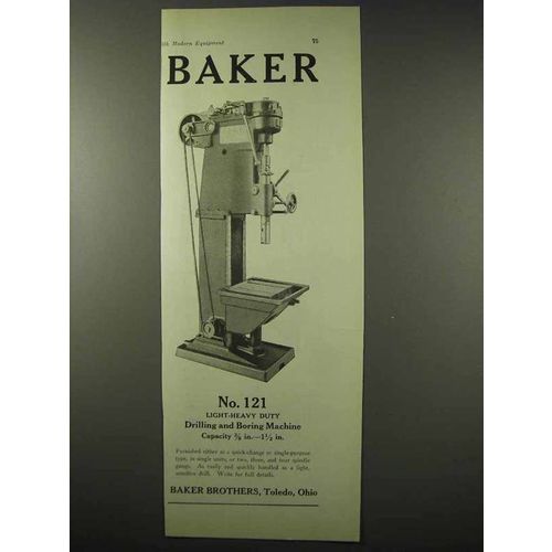 1922 Baker No. 121 Drilling and Boring Machine Ad