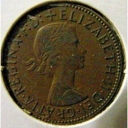 1958 Great Britain-Half Penny-About Uncirculated detail