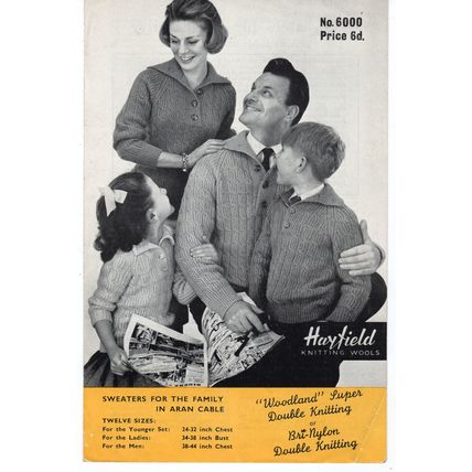 Hayfield 6000 Aran Family Sweaters Vintage Knitting pattern