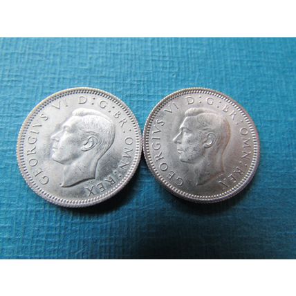 1945 & 1946 GEORGE VI TWO SILVER SIXPENCE. FREE POST