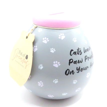 Black Cat Money Box 15 CM Ceramic Cats Leave Paw Prints On Your Heart Gift Savin