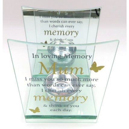 Mum Memorial Oil Burner Glass Oblong 12 CM Sentimental Verse Gift Grief