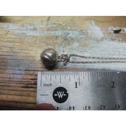 Vintage 925 Silver Box Chain Necklace With 925 Silver Baseball Pendant