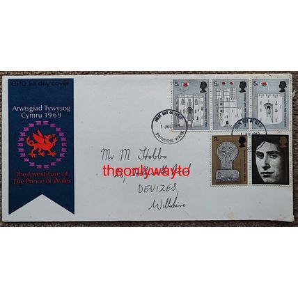 1969 Investiture Of The Prince Of Wales, Swindon Postmark, GPO FDC