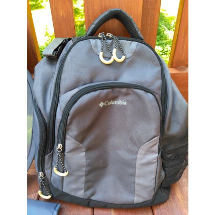 Columbia Summit Rush Backpack Diaper Bag Grey w/Changing Pad & Car Window Shades
