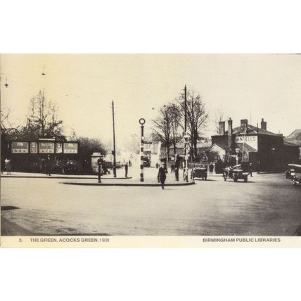 Acocks Green Village Shops Transport Birmingham in 1931 Rare Photo Postcard