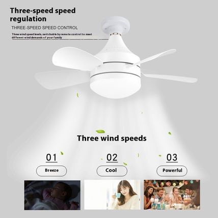 LED Straight Leaf Fan Lamp E27 Screw Detachable Fan Blade Bedroom Three-color Di