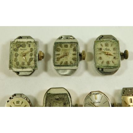 10 Antique Vintage Ladies Wristwatch Movements Spares Or Repair Marvin Rotary &c