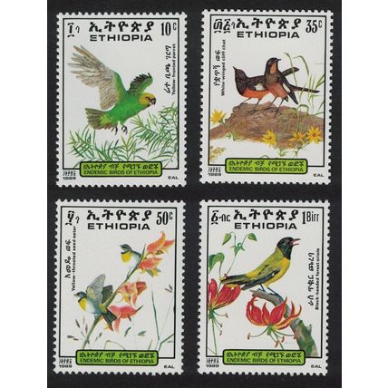 Ethiopia Parrot Chiffchat Oriole Seedeater Birds 4v 1989 MNH SG#1440-1443