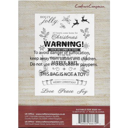 Crafter's Companion. Holly Jolly Clear Stamp Set. Stamping Cardmaking