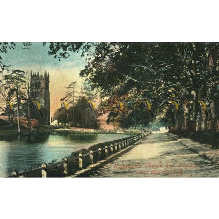 Gawsworth Church & Avenue, Near Macclesfield Cheshire, J&S 1634 Hine Postcard
