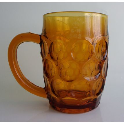 Vintage Amber Glass 1 Pint Beer Mug, Tankard.