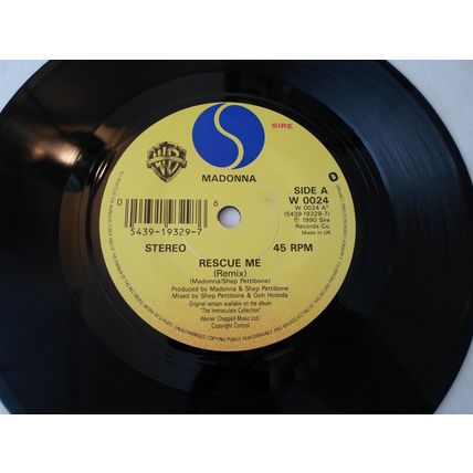 7"MADONNA.1990,RESCUE ME.SIRE W0024,543919329-7,SPOTLIGHT. CARD SLEEVE.NEAR MINT