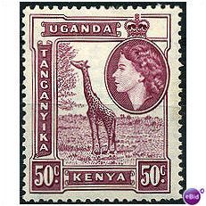 KUT 1954 SG173 50c Reddish Purple Mounted Mint