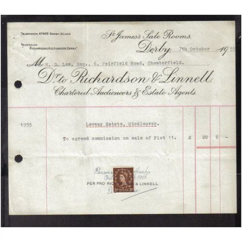 RICHARDSON & LINNELL, ST JAMES`S SALE ROOMS, DERBY, 7OCT1955