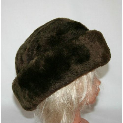 Vintage 1960 1970 Faux Fur Brown Hat