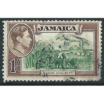 Jamaica 1938 SG130 1/- Green & Purple-Brown Fine Used ... .