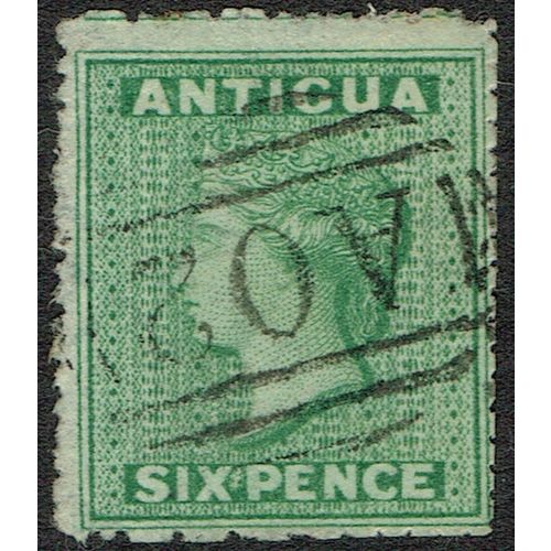 Antigua 1863 6d Green wmk Small Star SG8 FU
