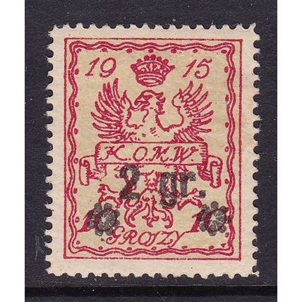 POLAND WARSAW KOMV LOCAL POST 1915 2gr ON 10gr OVERPRINT MINT