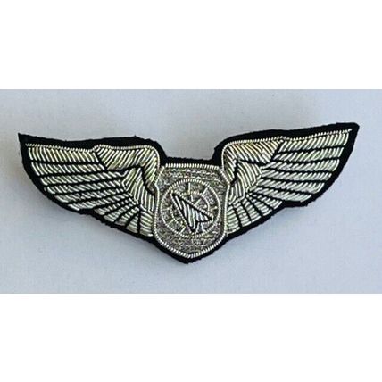 US AIR FORCE BATTLE MANAGER OFFICER PILOT CHEST WING SILVER BULLION 3" CP BRAND
