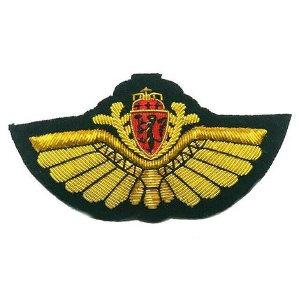 NORWAY AIR FORCE PILOT GOLD BULLION WIRE WING EXCELLENT QUALITY CP BRAND