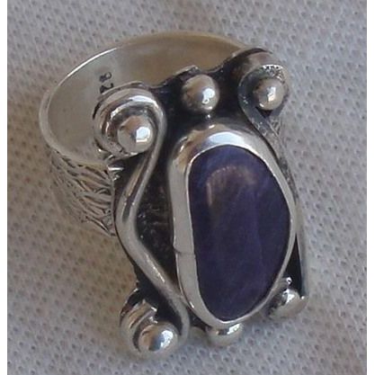 Purple glass silver ring SL72