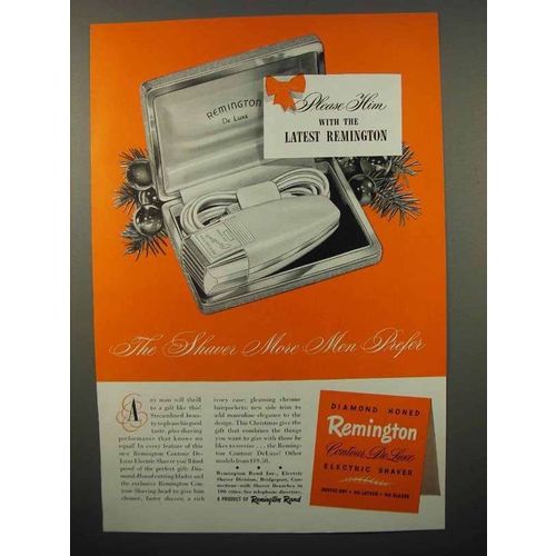 1949 Remington Contour De Luxe Electric Shaver Ad