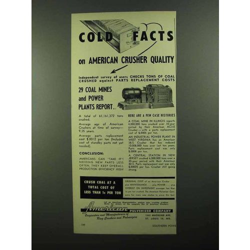 1950 American Pulverizer Company Ad - Cold Facts On