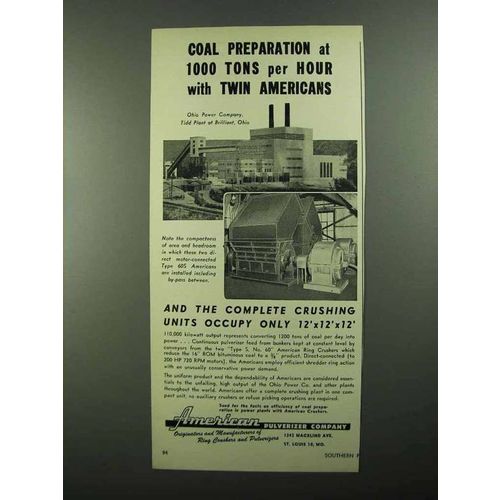 1950 American Pulverizer Company Ad - Coal Preparation