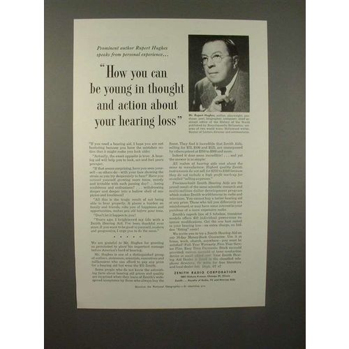 1955 Zenith Hearing Aid Ad w/ Rupert Hughes!