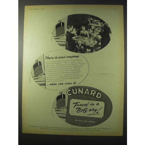 1958 Cunard Cruise Ad - You're in Good Company