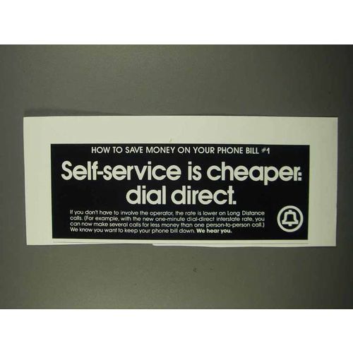 1975 Bell Telephone Ad - Self-Service is Cheaper
